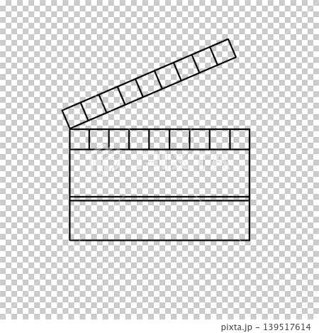 Clapperboard shown in minimalist outline style Clapperboard shown in minimalist outline style 139517614