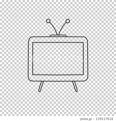 Simple line drawing of vintage television set Simple line drawing of vintage television set 139517618