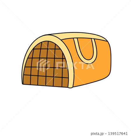 Cartoon animal hut with orange walls and grid pattern Cartoon animal hut with orange walls and grid pattern 139517641