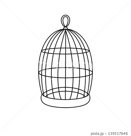 Simple outline of a classic wire birdcage Simple outline of a classic wire birdcage 139517648