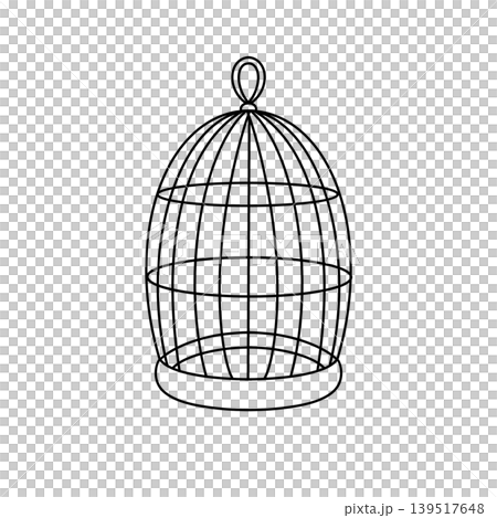 Simple outline of a classic wire birdcage Simple outline of a classic wire birdcage 139517648