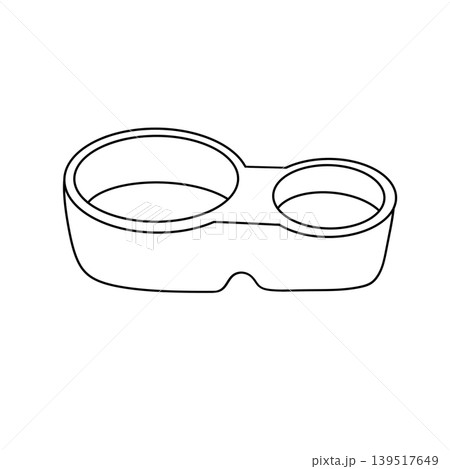 Simple line drawing of two connected oval bowls Simple line drawing of two connected oval bowls 139517649