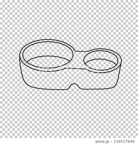 Simple line drawing of two connected oval bowls Simple line drawing of two connected oval bowls 139517649