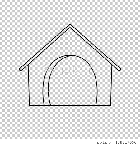 Simple house outline with rounded doorway Simple house outline with rounded doorway 139517656