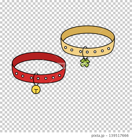 Two pet collars, red and tan, with simple designs 139517666