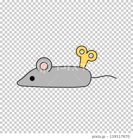 Simple cartoon mouse with yellow key-shaped tail 139517670