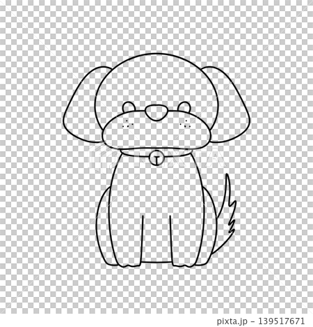 Cute cartoon dog sits calmly Cute cartoon dog sits calmly 139517671