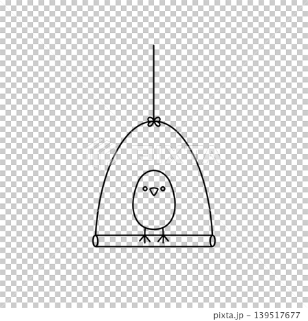 Simple line drawing of a bird in a hanging nest Simple line drawing of a bird in a hanging nest 139517677