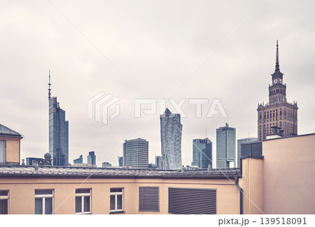 Warsaw skyline, color toning applied, Poland. Warsaw skyline, color toning applied, Poland. 139518091
