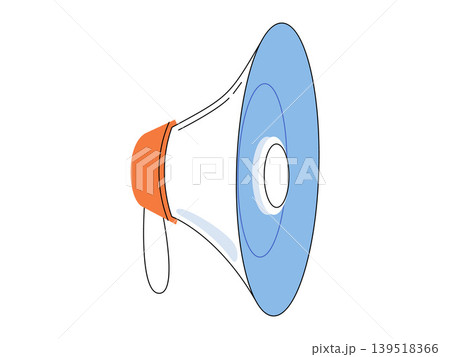 Blue and orange megaphone bullhorn vector illustration. Marketing strategy, public announcement, social protest, news alert, advertising, business communication. Loudspeaker device for shouting Blue and orange megaphone bullhorn vector illustration. Marketing strategy, public announcement, social protest, news alert, advertising, business communication. Loudspeaker device for shouting 139518366