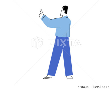 Man holding a smartphone vector illustration. Mobile technology, digital communication, social media, online browsing, remote work, app development. Male person using a mobile device 139518457