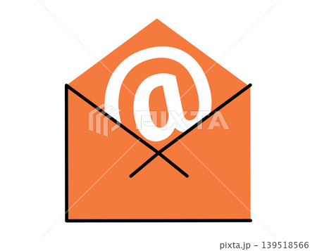 Open orange envelope with at sign vector illustration. Email marketing, digital mail, online messaging, newsletter, global contact, support. Colorful letter container with electronic symbol Open orange envelope with at sign vector illustration. Email marketing, digital mail, online messaging, newsletter, global contact, support. Colorful letter container with electronic symbol 139518566