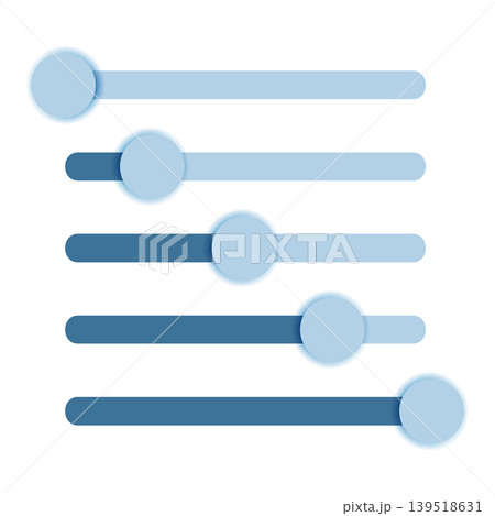 Modern and trendy horizontal UI sliders with progress bars for contemporary interface design, Vector illustration Modern and trendy horizontal UI sliders with progress bars for contemporary interface design, Vector illustration 139518631