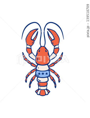 Hand drawn lobster illustration for 4th of July designs. US Independence Day graphic elements and Hand drawn lobster illustration for 4th of July designs. US Independence Day graphic elements and 139518709