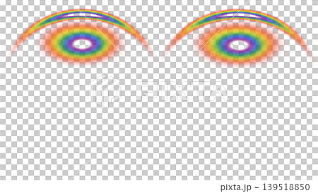Abstract rainbow elements in the shape of eyes or concentric circles with a glowing effect on a transparent background. Concept of creativity, optical illusion, and light spectrum Abstract rainbow elements in the shape of eyes or concentric circles with a glowing effect on a transparent background. Concept of creativity, optical illusion, and light spectrum 139518850