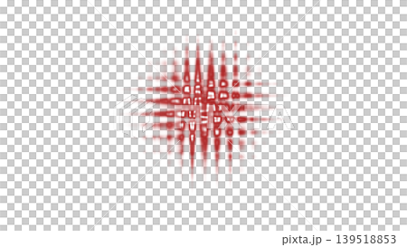 Vibrant red light frequency wave with grid texture isolated on a transparent background. Concept of digital sound, cybersecurity pulse, or futuristic energy visualization. Vibrant red light frequency wave with grid texture isolated on a transparent background. Concept of digital sound, cybersecurity pulse, or futuristic energy visualization. 139518853