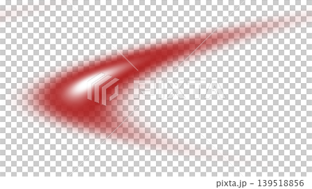 Abstract red light flare forming a dynamic curved beam with a bright focal point isolated on a transparent background. Creative element for motion graphics and modern design. Abstract red light flare forming a dynamic curved beam with a bright focal point isolated on a transparent background. Creative element for motion graphics and modern design. 139518856