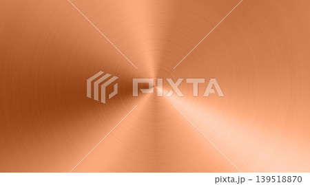 Rose gold brushed metal texture background with circular radial pattern, elegant metallic surface for luxury branding, packaging and premium design. 139518870