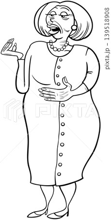 cartoon elderly woman or senior comic character coloring page 139518908