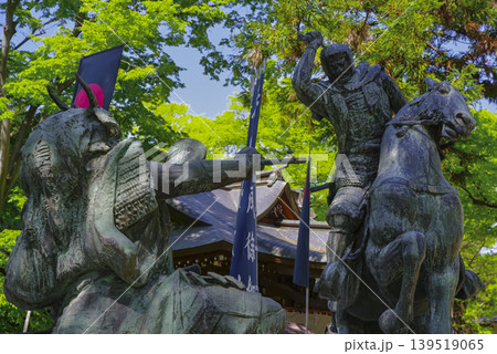 川中島古戦場史跡公園の武田信玄と上杉謙信像 川中島古戦場史跡公園の武田信玄と上杉謙信像 139519065