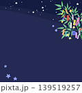 七夕の笹と夜空の正方形背景 ベクターイラスト素材 139519257