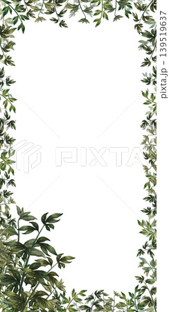 Watercolor vertical greenery frames with elegant botanical leaves. Perfect for menus, invitations, posters, covers and mobile layouts. Natural organic design for wedding stationery, branding Watercolor vertical greenery frames with elegant botanical leaves. Perfect for menus, invitations, posters, covers and mobile layouts. Natural organic design for wedding stationery, branding 139519637