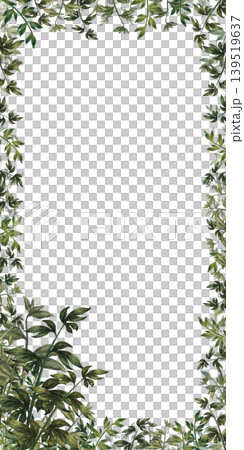 Watercolor vertical greenery frames with elegant botanical leaves. Perfect for menus, invitations, posters, covers and mobile layouts. Natural organic design for wedding stationery, branding Watercolor vertical greenery frames with elegant botanical leaves. Perfect for menus, invitations, posters, covers and mobile layouts. Natural organic design for wedding stationery, branding 139519637