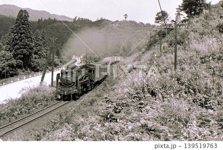 昭和45年　蒸気機関車D51牽引貨物列車　奥羽本線碇ヶ関　青森県　記録写真 139519763