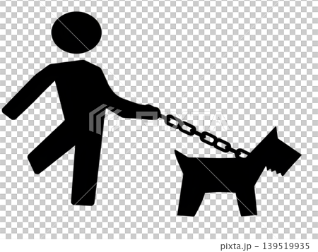 Silhouette icon of a person walking a dog Silhouette icon of a person walking a dog 139519935