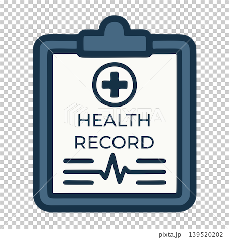 Flat Design Clipboard Icon with Medical Cross and Health Record Text Flat Design Clipboard Icon with Medical Cross and Health Record Text 139520202