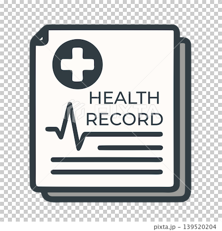 Clean Flat Design Health Record Document With Medical Cross and Heartbeat Line Clean Flat Design Health Record Document With Medical Cross and Heartbeat Line 139520204