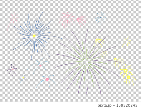 可愛的手繪煙火插圖（透明背景） 139520245
