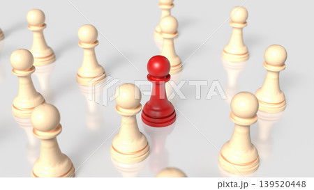 Red Chess Pawn Leadership Strategy 3d render. 139520448