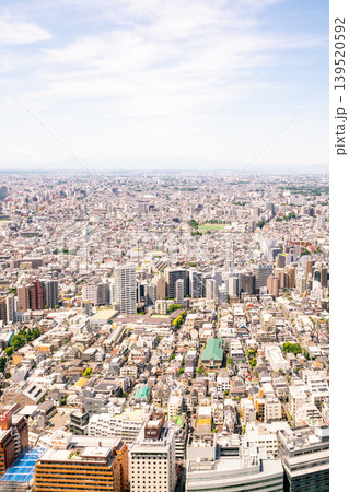 《東京都》日本の都市風景 春の大都会の都市風景を俯瞰する 遠くには富士山を望む（令和8年5月） 139520592