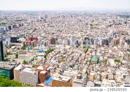 《東京都》日本の都市風景 春の大都会の都市風景を俯瞰する 遠くには富士山を望む（令和8年5月） 139520593