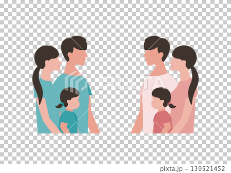 家族(横顔・女の子)のベクターイラスト素材セット 家族(横顔・女の子)のベクターイラスト素材セット 139521452