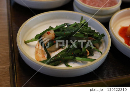 Korean green onion salad served as spicy vegetable side dish Korean green onion salad served as spicy vegetable side dish 139522210
