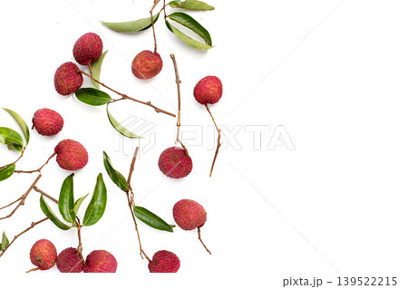 Lychee fruit on white background. Lychee fruit on white background. 139522215