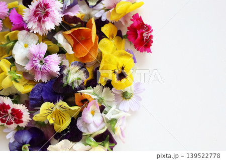 Colorful edible flowers for decorating your beautiful food plates. Colorful edible flowers for decorating your beautiful food plates. 139522778
