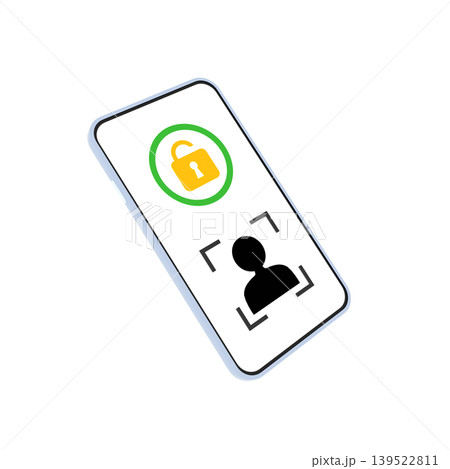 顔認証でロック解除するスマートフォン 顔認証でロック解除するスマートフォン 139522811