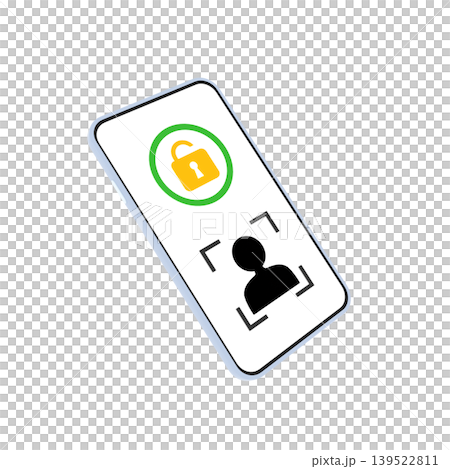 顔認証でロック解除するスマートフォン 顔認証でロック解除するスマートフォン 139522811