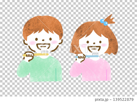 歯磨きをしている男の子と女の子のイラスト 139522879