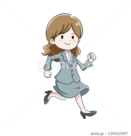 迅速な対応や急ぎの訪問をする女性社員の全身イラスト 139522897
