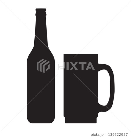 Bottle and glass of beer icon 139522937