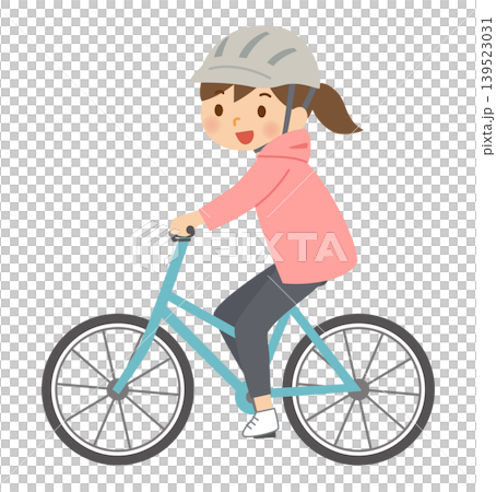 ヘルメットをかぶって自転車に乗る女性 ヘルメットをかぶって自転車に乗る女性 139523031