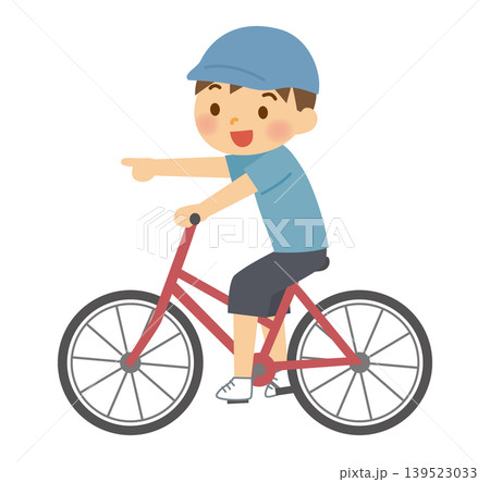 自転車に乗る笑顔の男の子 自転車に乗る笑顔の男の子 139523033