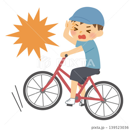 何かとぶつかる自転車の男の子 139523036