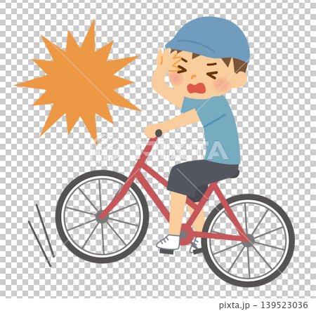 何かとぶつかる自転車の男の子 139523036
