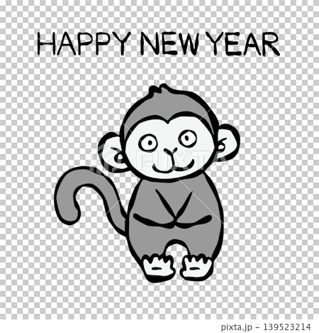 【黑白】新年賀卡素材:猴子 【黑白】新年賀卡素材:猴子 139523214