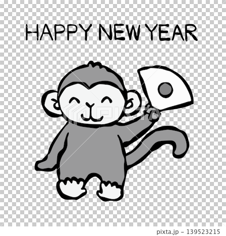 【黑白】新年賀卡素材:猴子 【黑白】新年賀卡素材:猴子 139523215